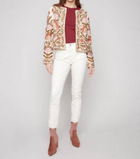 Charlie B - Embroidered Cotton Blend Basketweave Jacket
