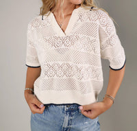 Z Supply - Women's Denman Crochet Polo Sweater