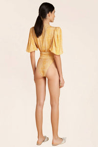 TORTOISE V-NECK BODYSUIT WITH BELT