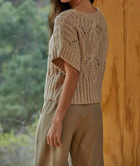 By Together - Knit Sweater Crochet Short Sleeve Top