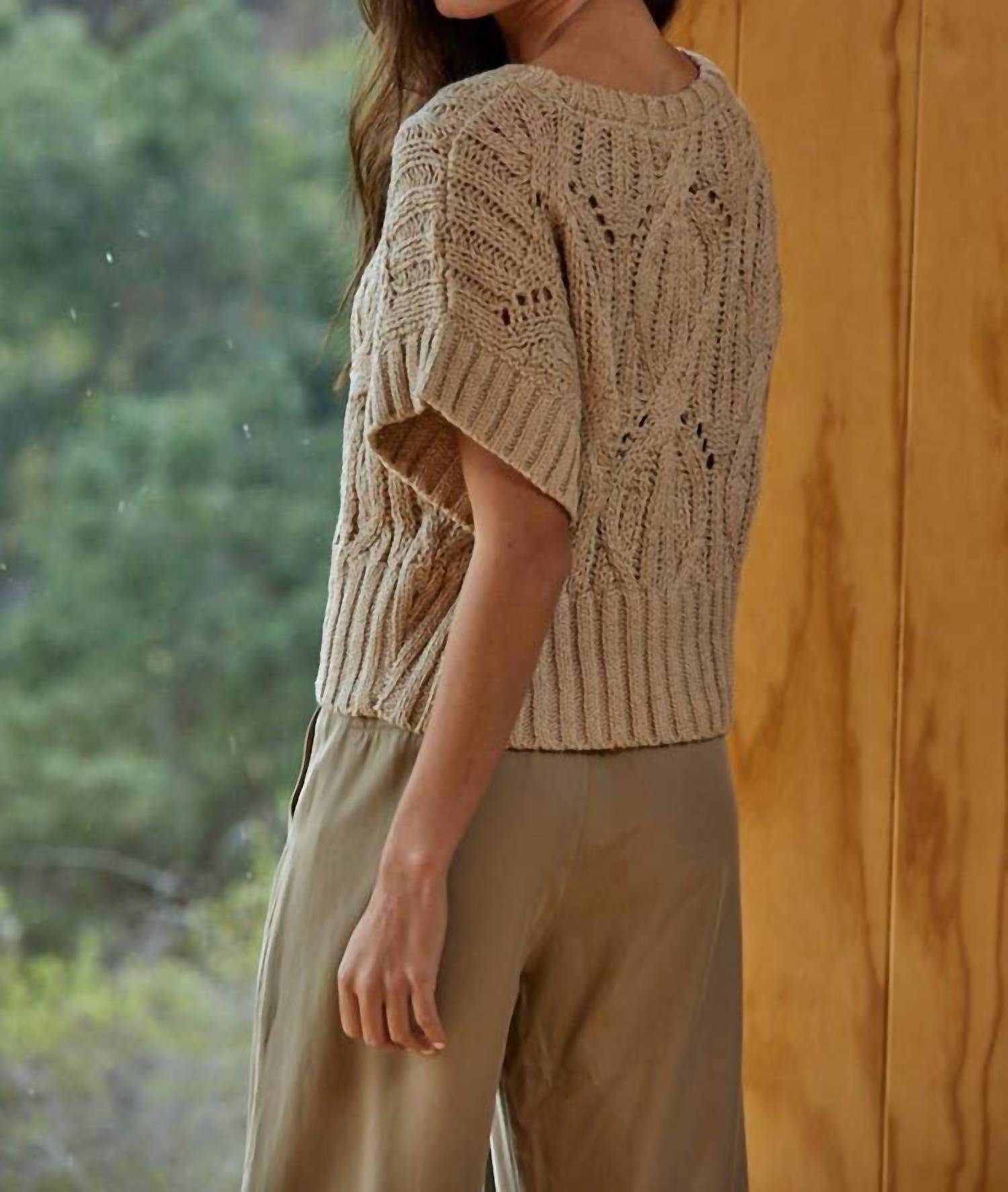 By Together - Knit Sweater Crochet Short Sleeve Top