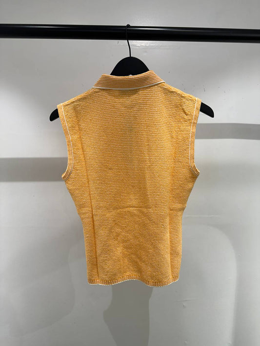 White + Warren - Organic Cotton Terry Blend Sleeveless Polo Top