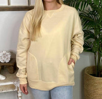 VERY J Pocket Long Sleeve Sweatshirt in beige - women's top