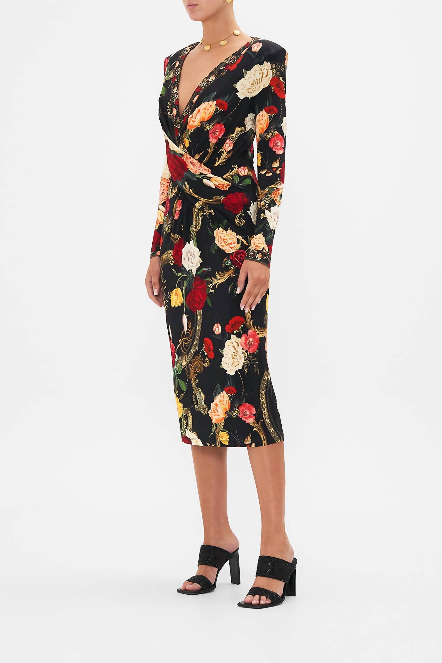 Camilla - V-neck Midi Cross Front Dress