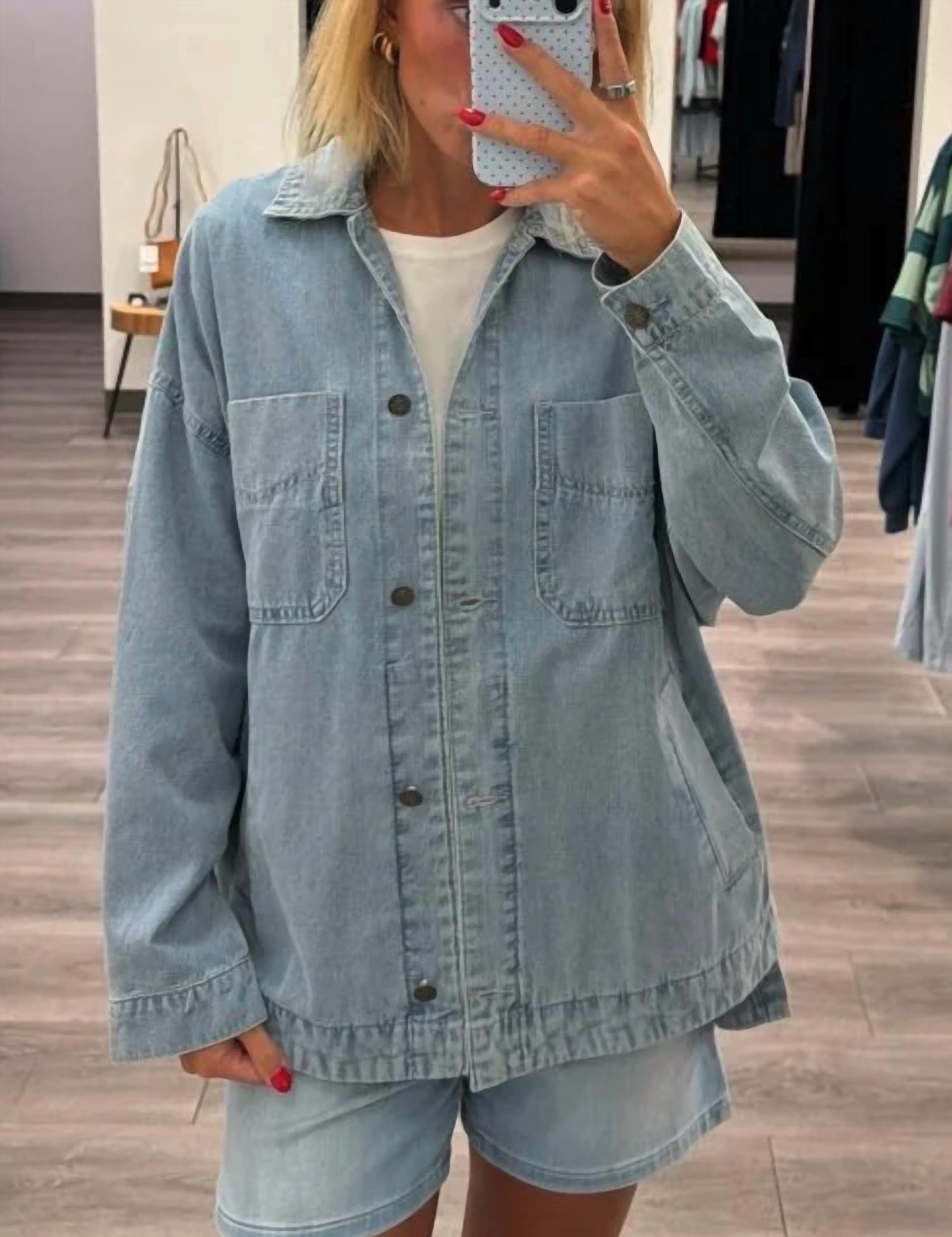 Mustard Seed - Soft Drape Denim Chore Utility Jacket