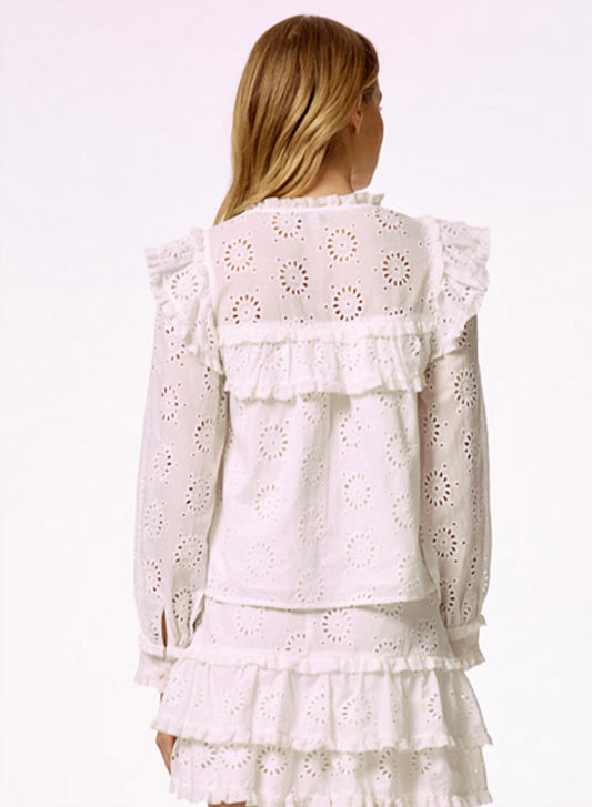 Stellah - Eyelet Trimmed Button Down Top