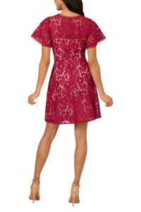 Adrianna Papell - Illusion Neckline Mini Dress