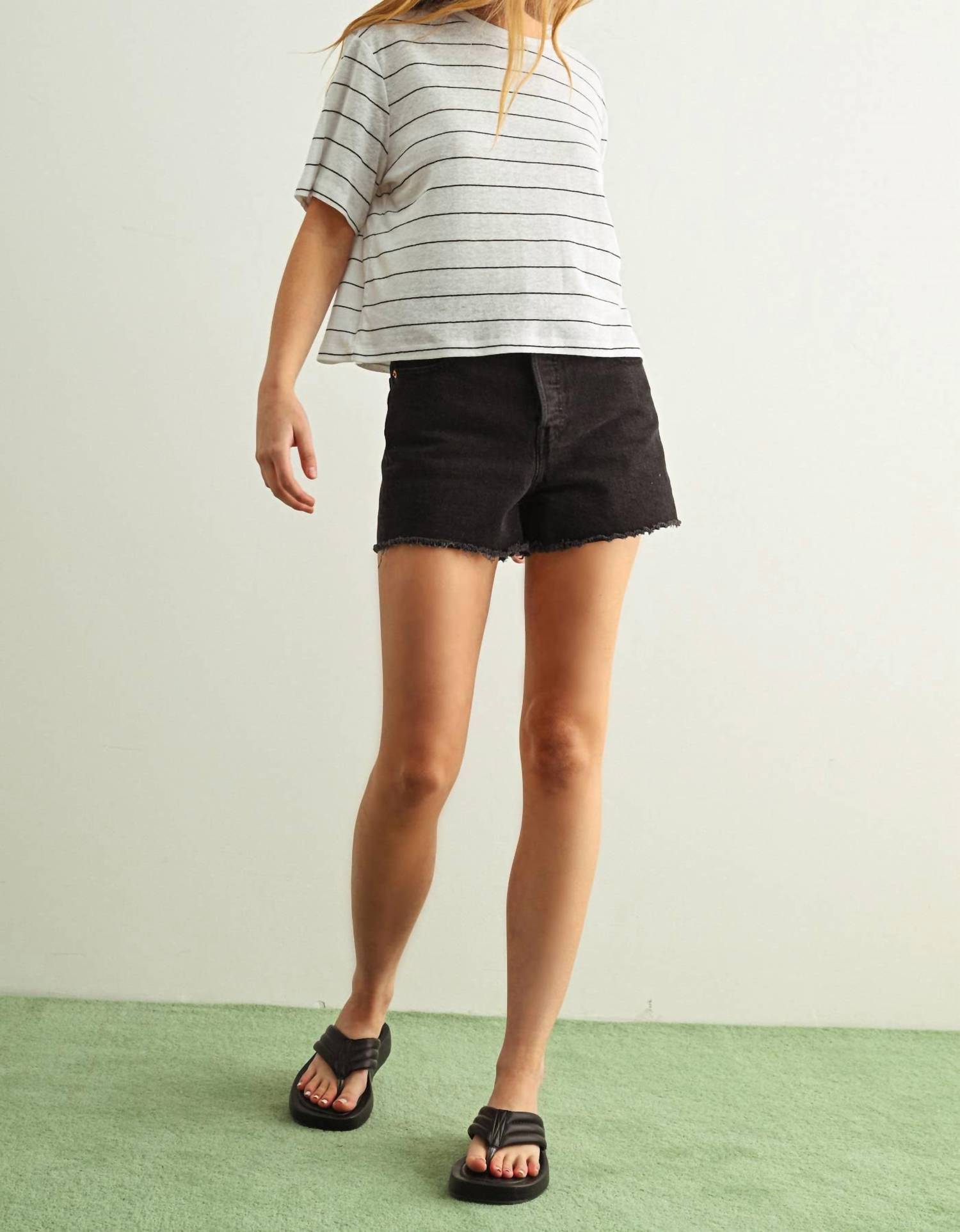Miou Muse - Stripe Cotton Linen Top