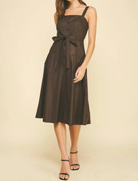 Pinch - Faux Leather Button Detailed Midi Dress