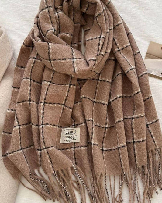 Ninexis - Women's Plaid Cashmere Feel Scarf