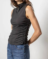 Lilla P - Women's Shirred Mock Neck Tank Top