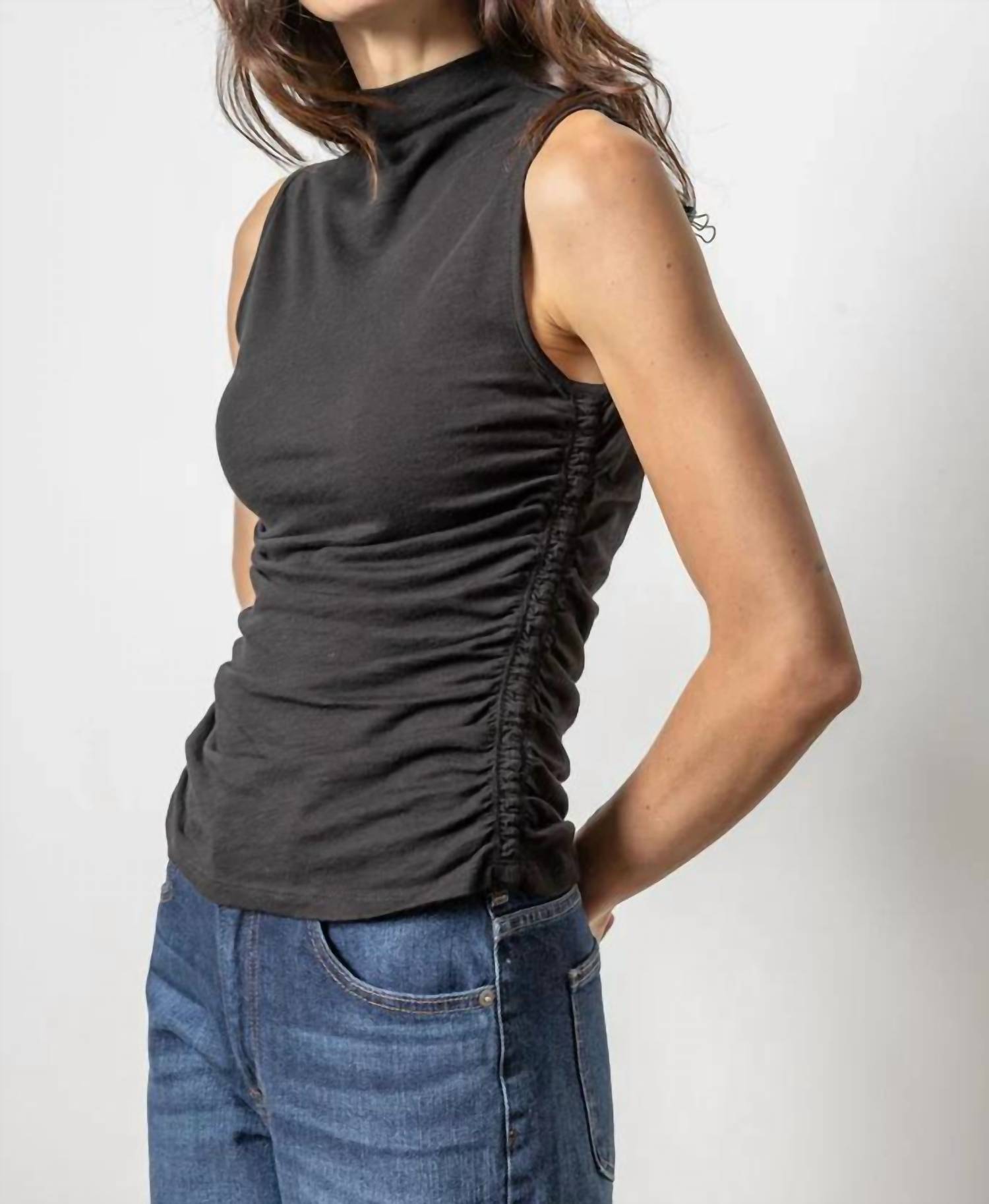 Lilla P - Women's Shirred Mock Neck Tank Top