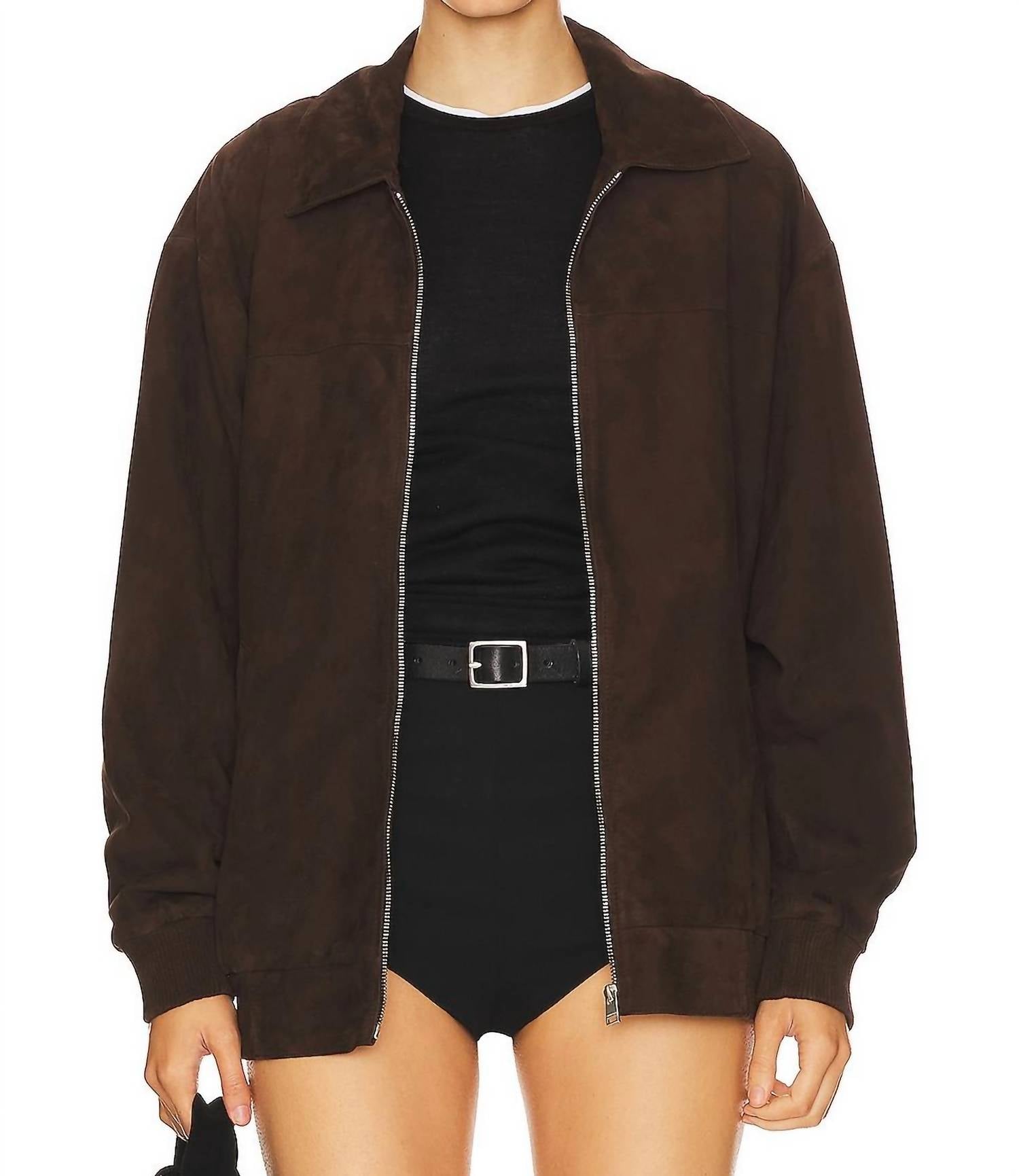 LAMARQUE Women's Caden Bomber Jacket in chocolate - women's jacket - view 6