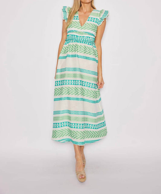 Sail To Sable - V-neck Flutter Sleeve Maxi Dress