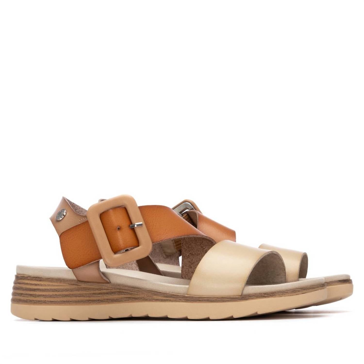 Xti Women's Cross Strap Wedge Sandals in beige - women's sandal - alternate view