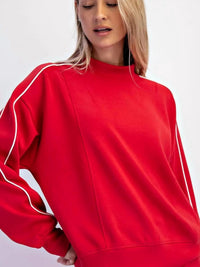 Rae Mode - Modal Striped Mock Neck Crewneck Top