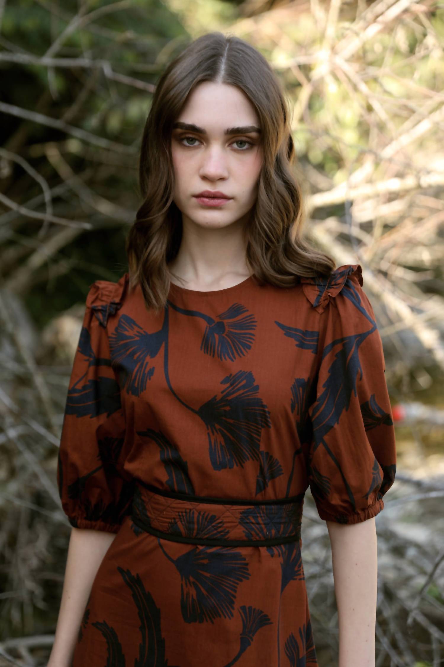 BEYOND by Vera Antonia Noir Bloom Dress in brown - women's dress - alternate view