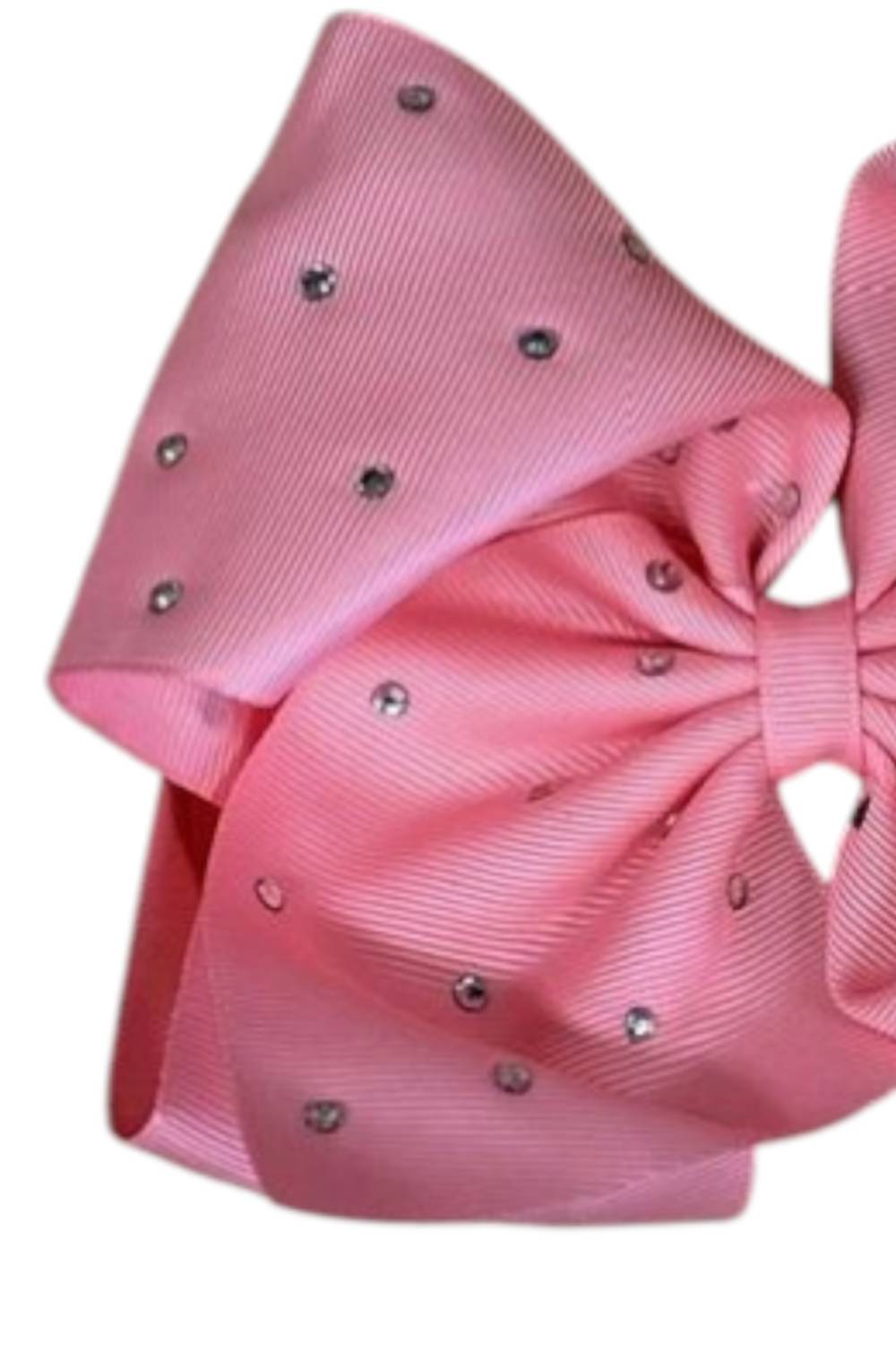 The Hair Bow Company Girl's French Rhinestone Hair Bow in pink - kids' accessory - detail view