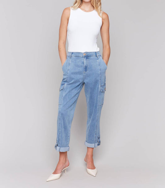 Charlie B - Chambray Stretch Cargo Pants