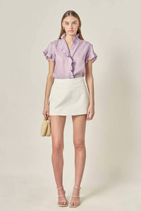 English Factory - Short Sleeve Ruffle Shirt