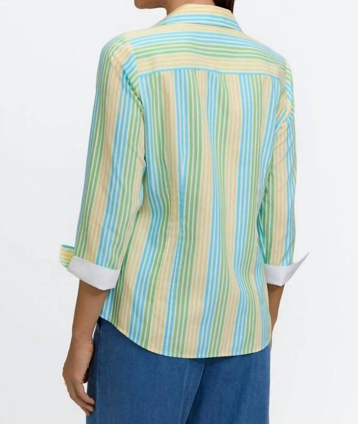 Foxcroft - Taylor 3/4 Sleeve Ombre Stripe Shirt
