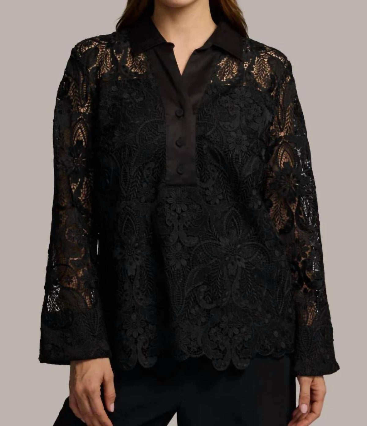 Hinson Wu - Aileen 3/4 Sleeve Lace Shirt