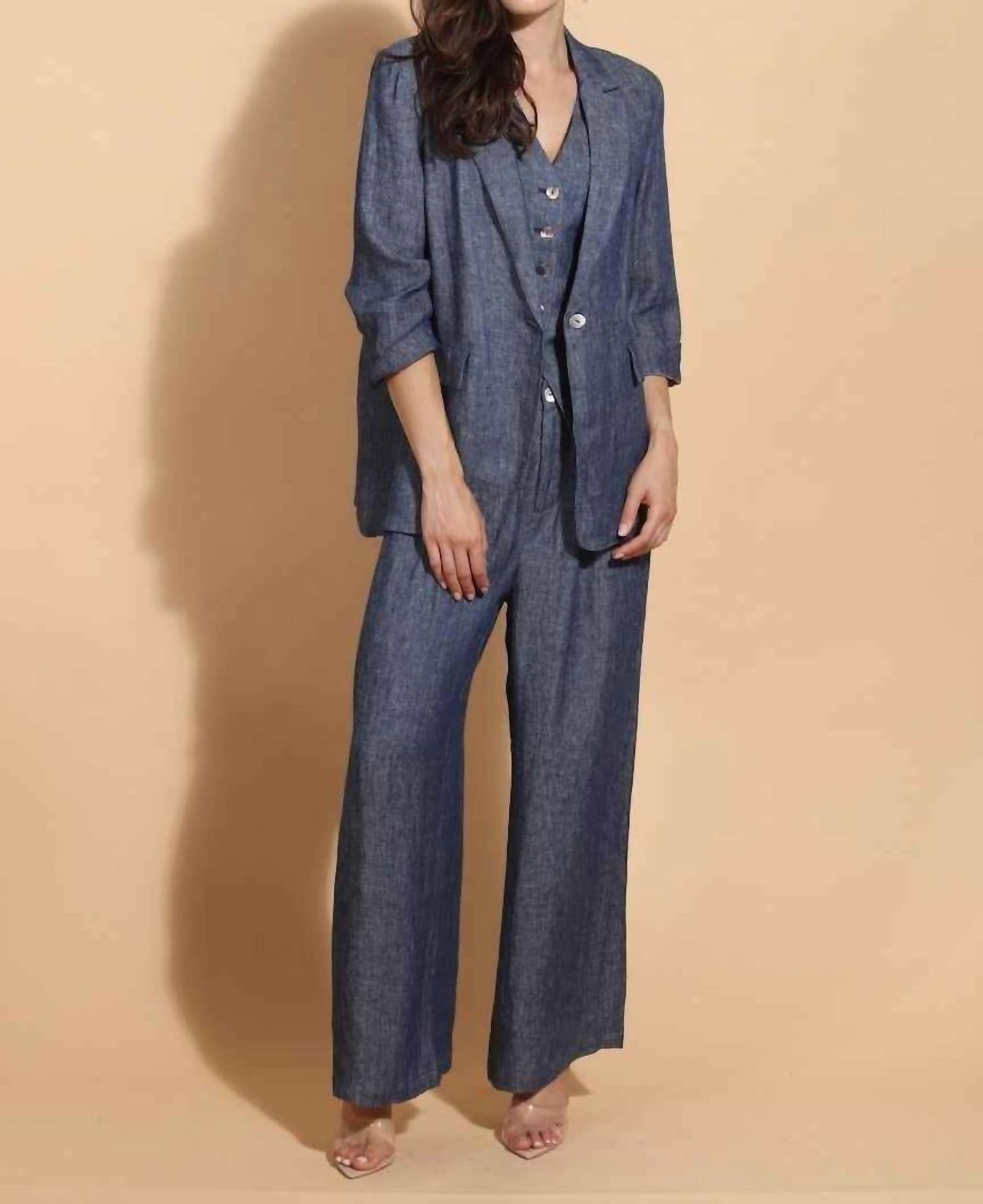 Jessie Liu - Linen Twill Wide Leg Pants