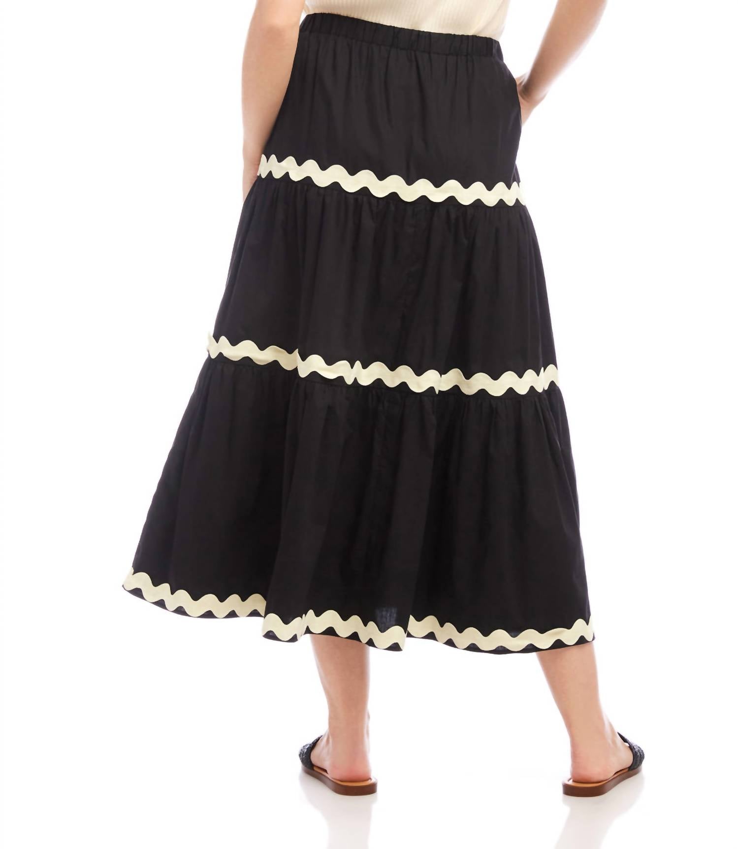 Karen Kane - Ric-Rac Trim Tiered Midi Skirt