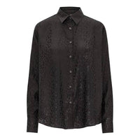Karmamia Alma Shirt in black leo silk - women's blouse - detail view