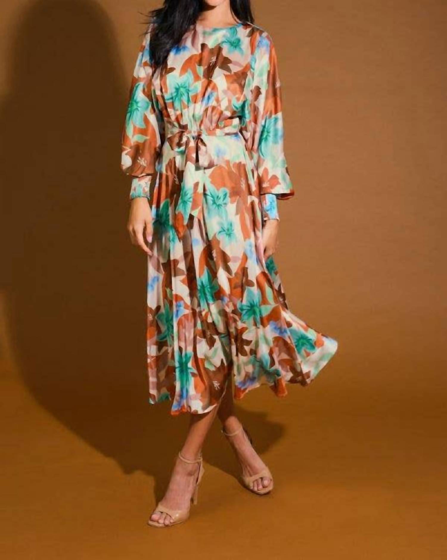 Flying Tomato - Printed Woven Midi Dress
