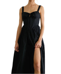 Maude - Poplin Ribbon Tie Maxi Dress
