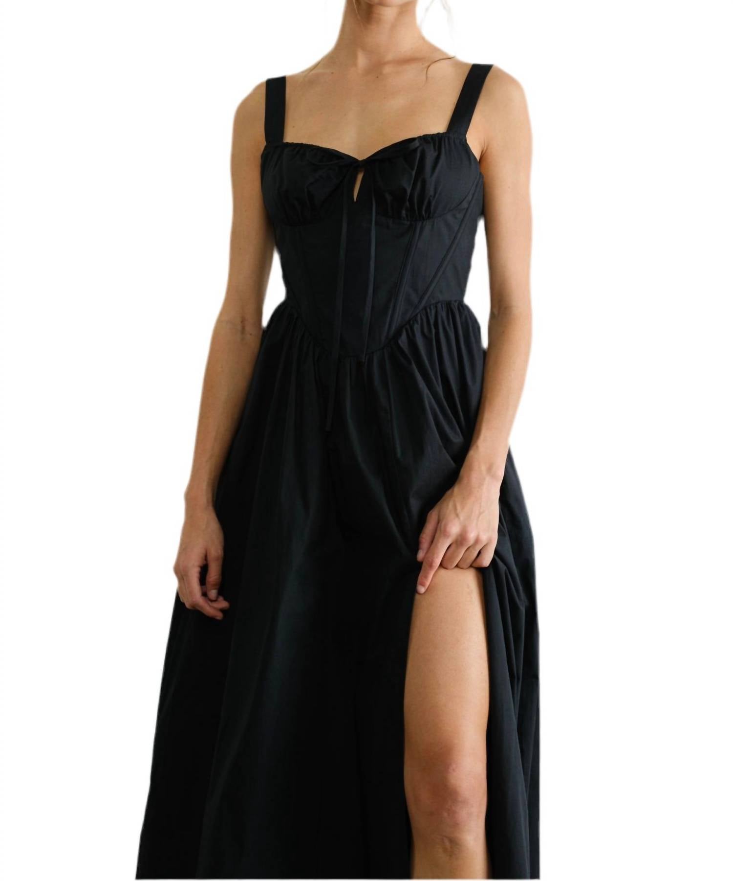Maude - Poplin Ribbon Tie Maxi Dress