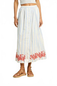 TROVATA Lisette Skirt in cerulean stripe - women's skirt