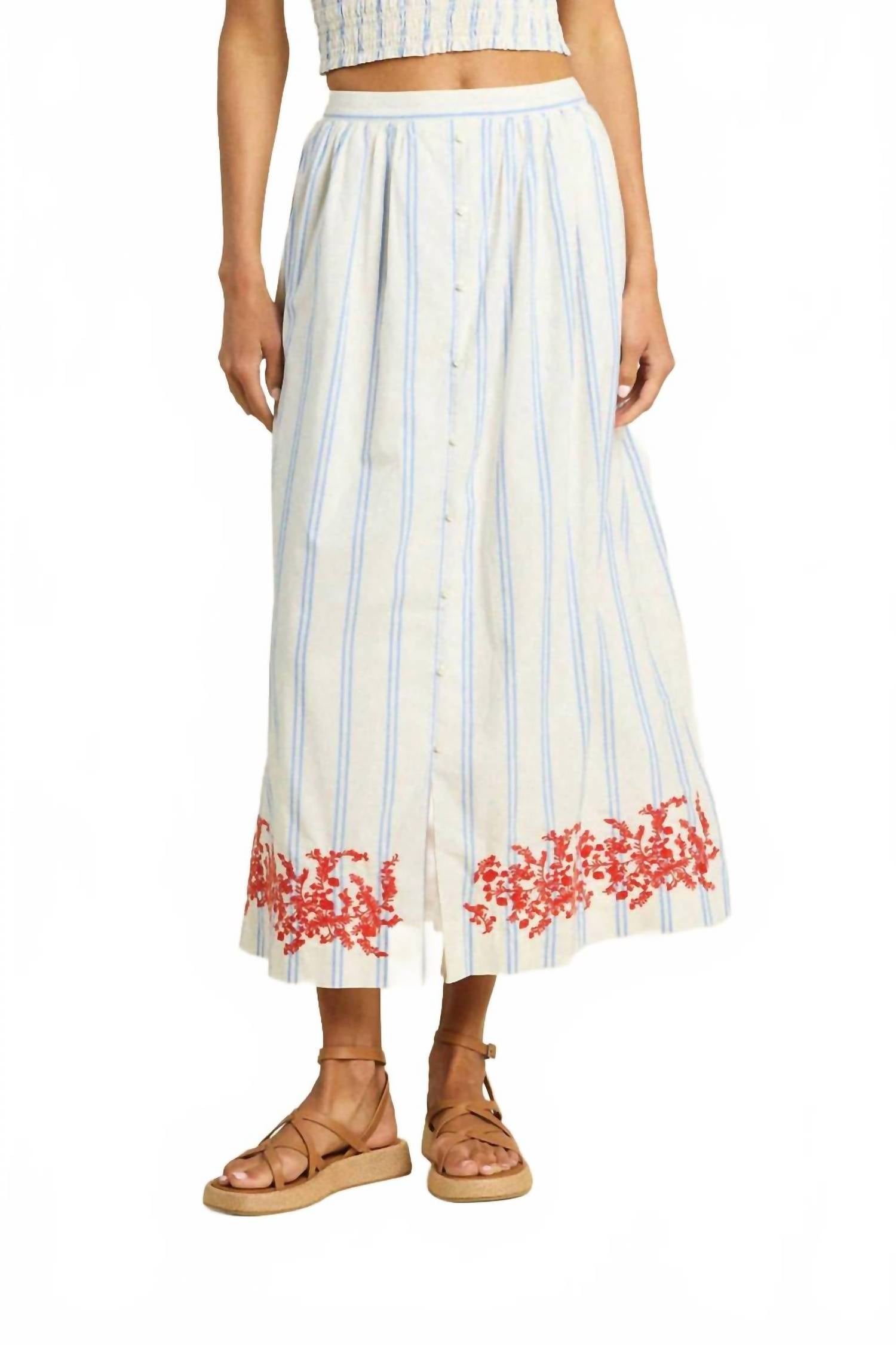 TROVATA Lisette Skirt in cerulean stripe - women's skirt