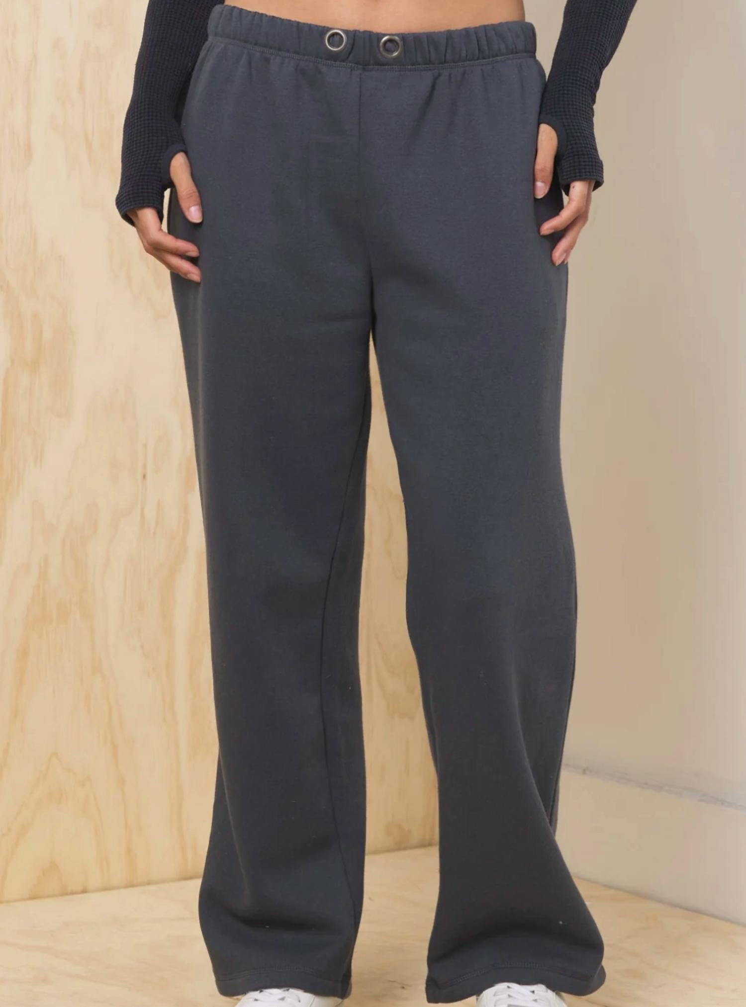 Vintage Havana Wide Leg Sweatpant in charcoal - women's pants