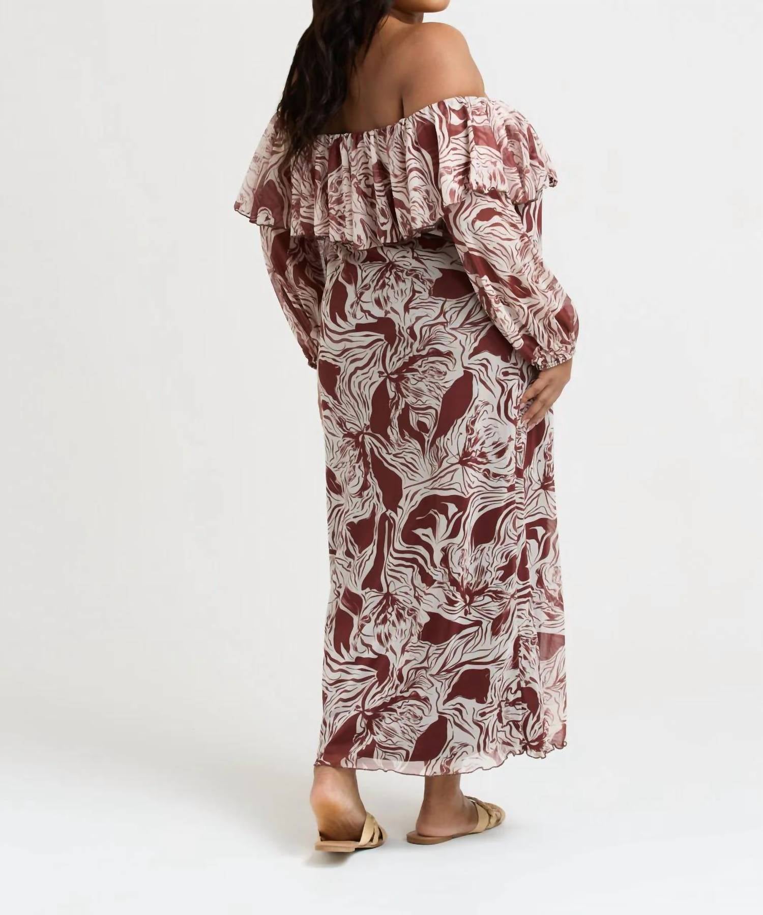 Fashion Szn Curve - Ruffle Bardot Midaxi Dress
