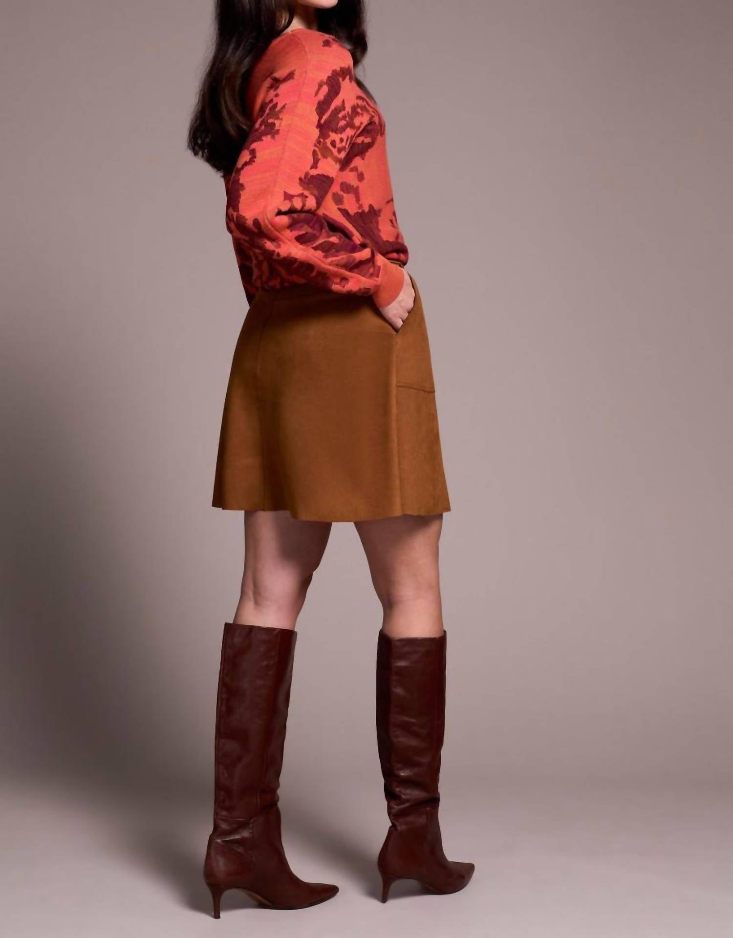 Tribal - Suede A-Line Button Front Skirt