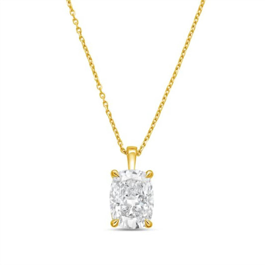 Diana M Jewels - 5.00 Ct Cushion-cut Lab-grown Diamond Pendant Necklace On Solid Bail