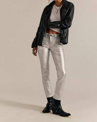 Free People - Oracle Metallic Low Rise Slim Straight Jeans