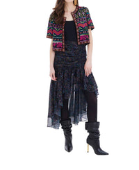 ALLISON NEW YORK Ori Beaded Jacket in black pink - women's jacket