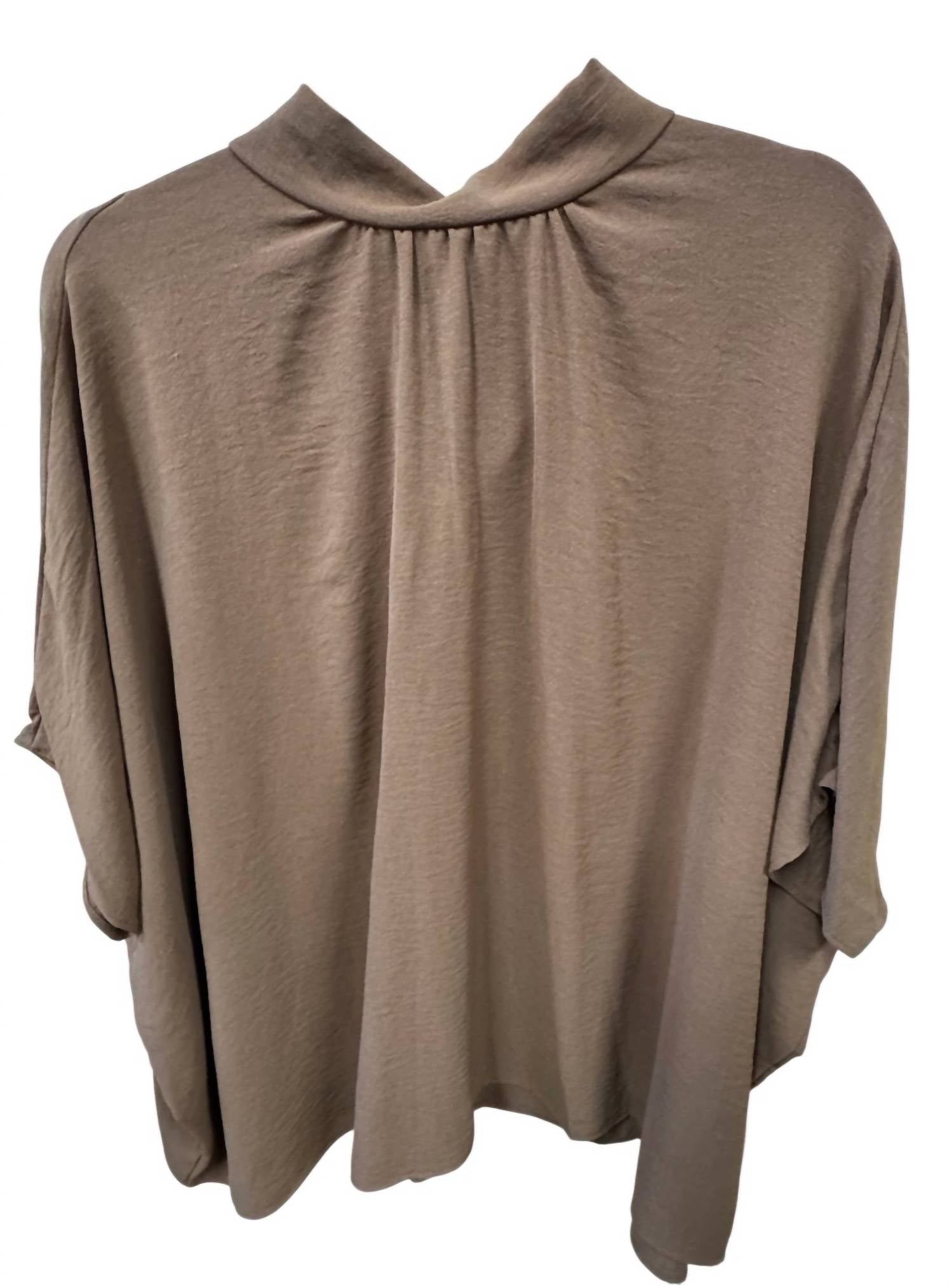 Pixi + Ivy - Women's Tie Back Mock Neck Tunic Top