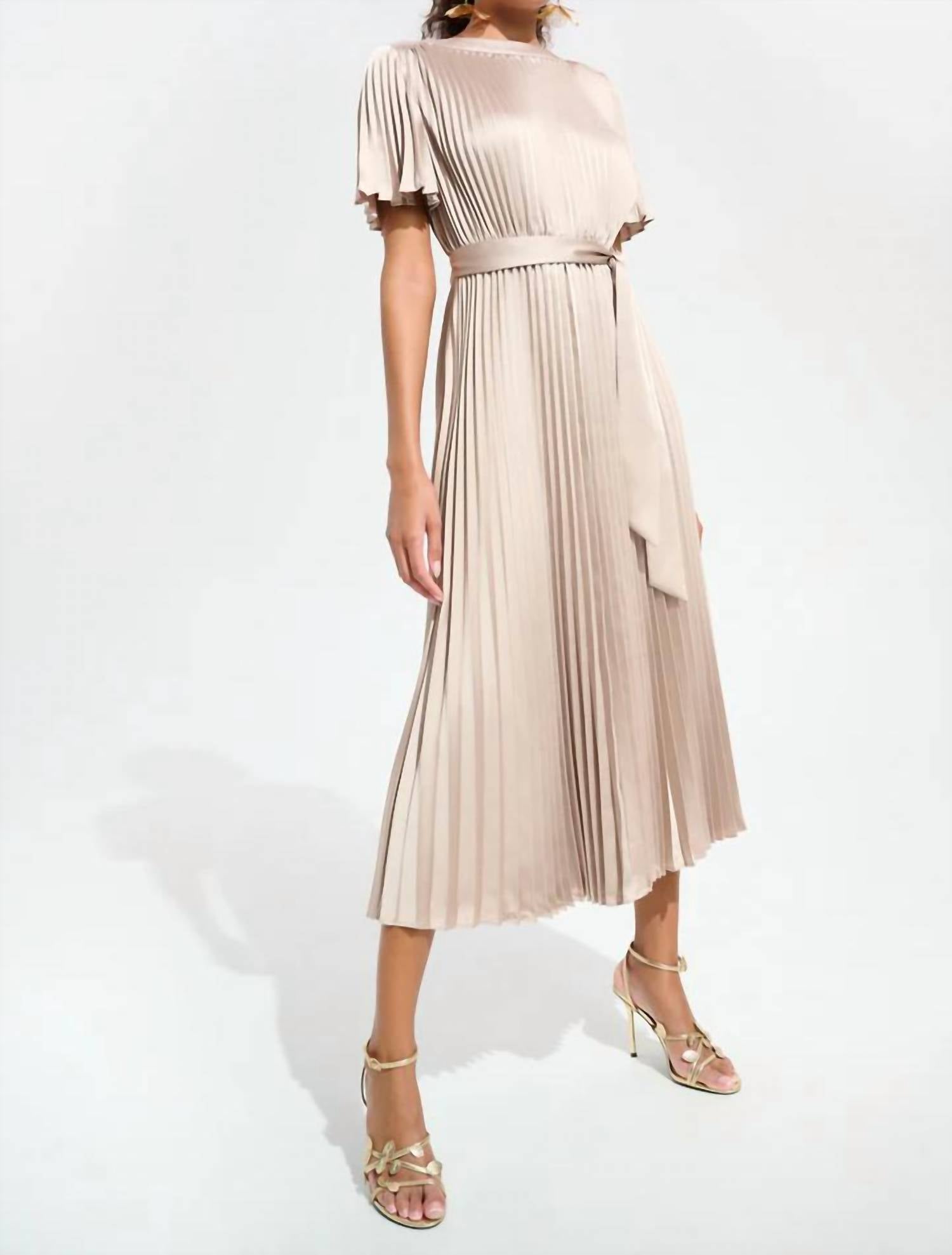 Joseph Ribkoff - PLEATED SATIN FIT & FLARE DRESS