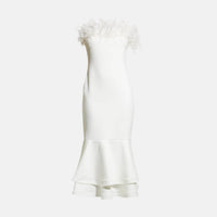 Aurora Feather Trumpet Midi Dress