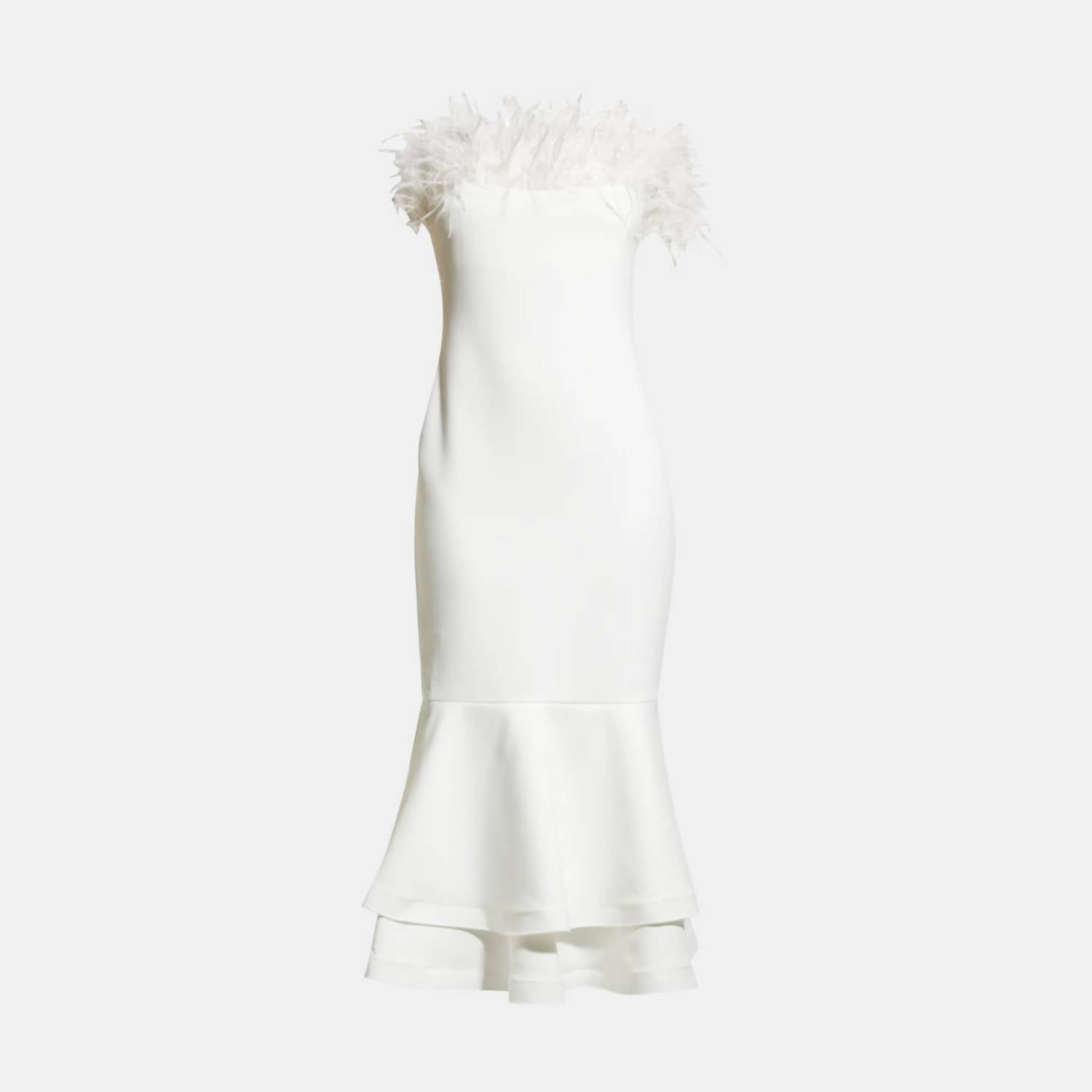 Aurora Feather Trumpet Midi Dress