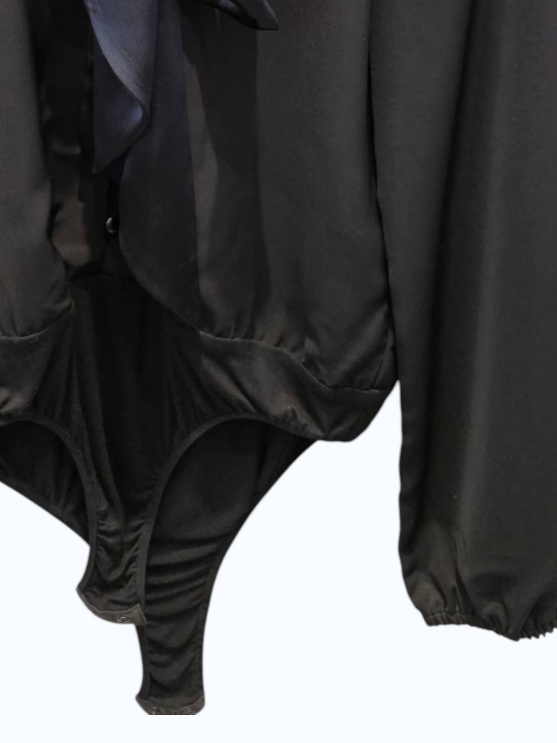 Sheri Bodell Women's Tie Up Ribbon Bodysuit in black - women's shirt - detail view