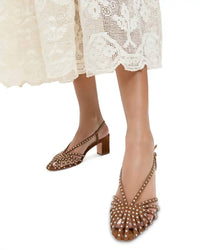 Loeffler Randall Women's Priscilla Lattice Heeled Slingback Sandals in cacao silver - women's sandal - view 6