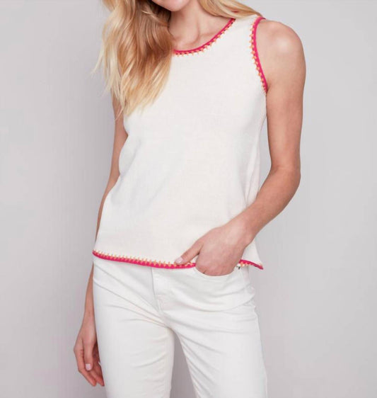 Charlie B - Crewneck Knitted Contrast Tank Top