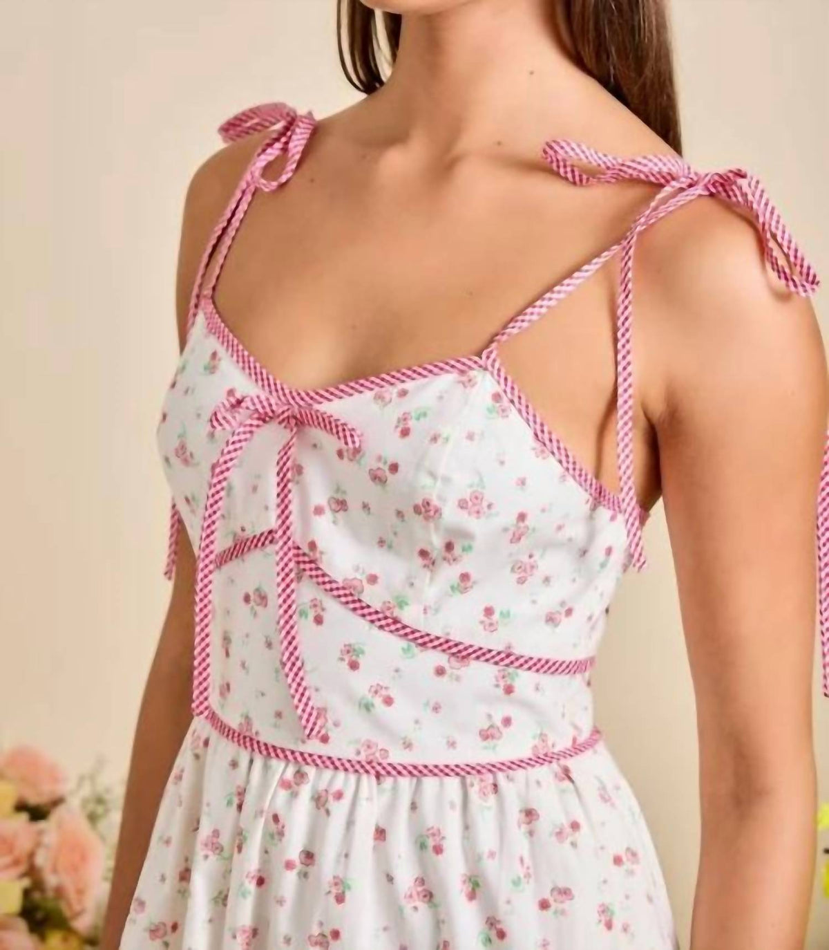 Main Strip - Floral Tie Strap Midi Summer Sundress