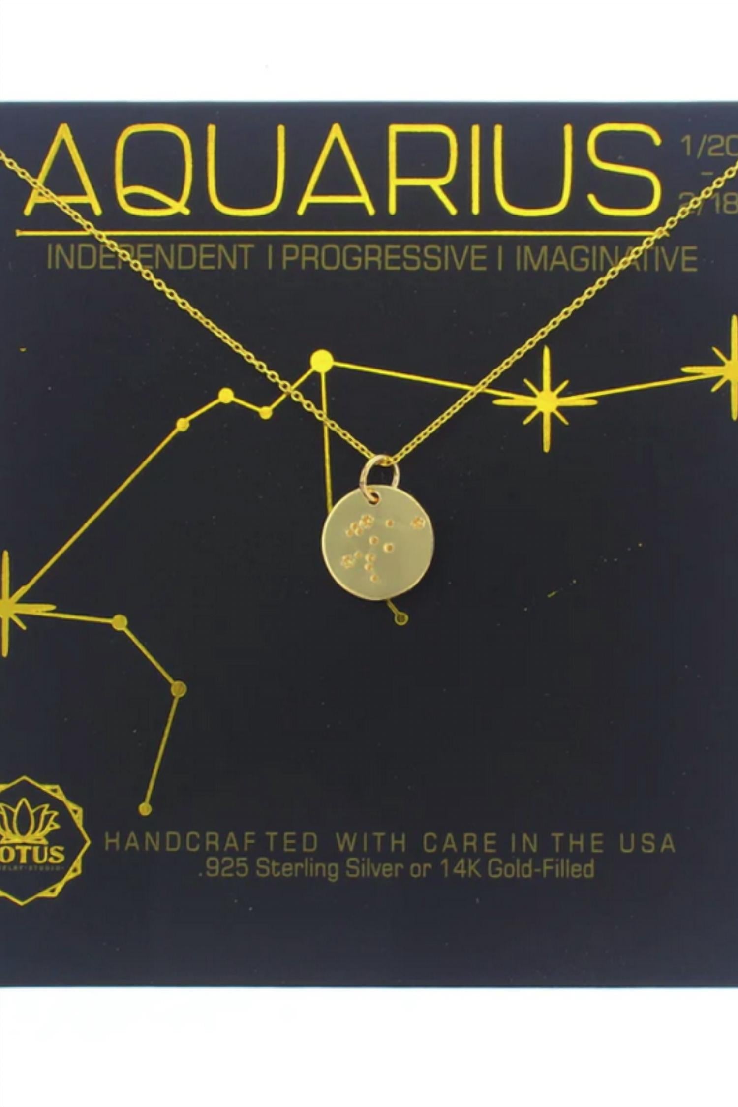 Lotus Jewelry Studio Women's Zodiac Necklace in aquarius - women's jewelry