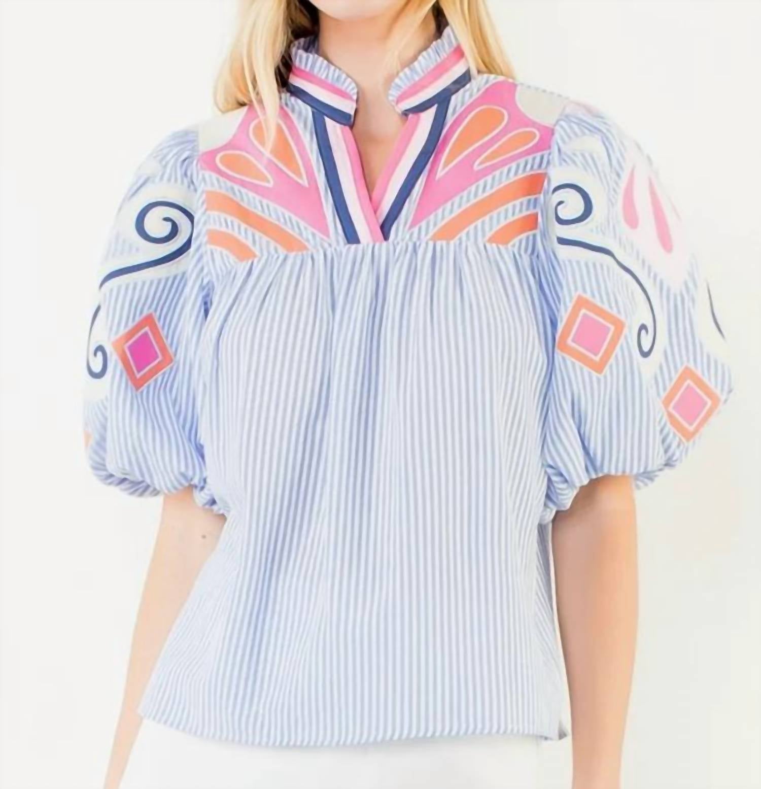 Thml - Puff Sleeve Embroidery Textured Top